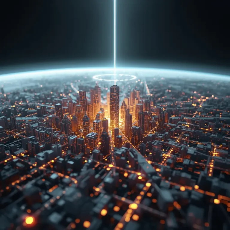 lucid-origin_A_futuristic_city_floating_in_a_digital_void_chaotic_structures_and_scattered_ne-0